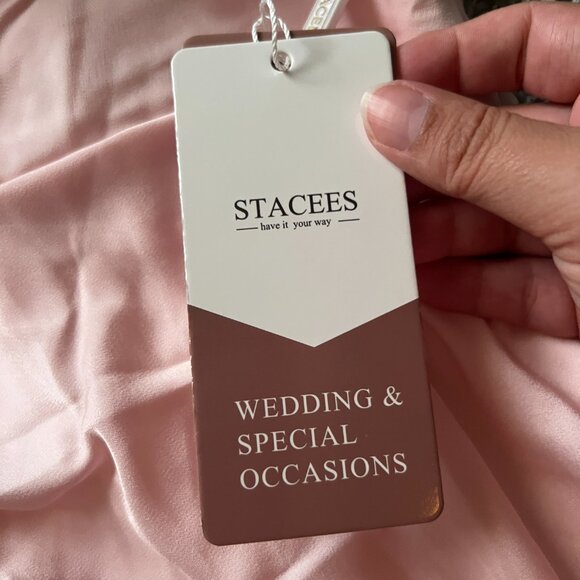 NWT STacees bridesmaid dress one shoulder blushing pink size 8 - Picture 13 of 16